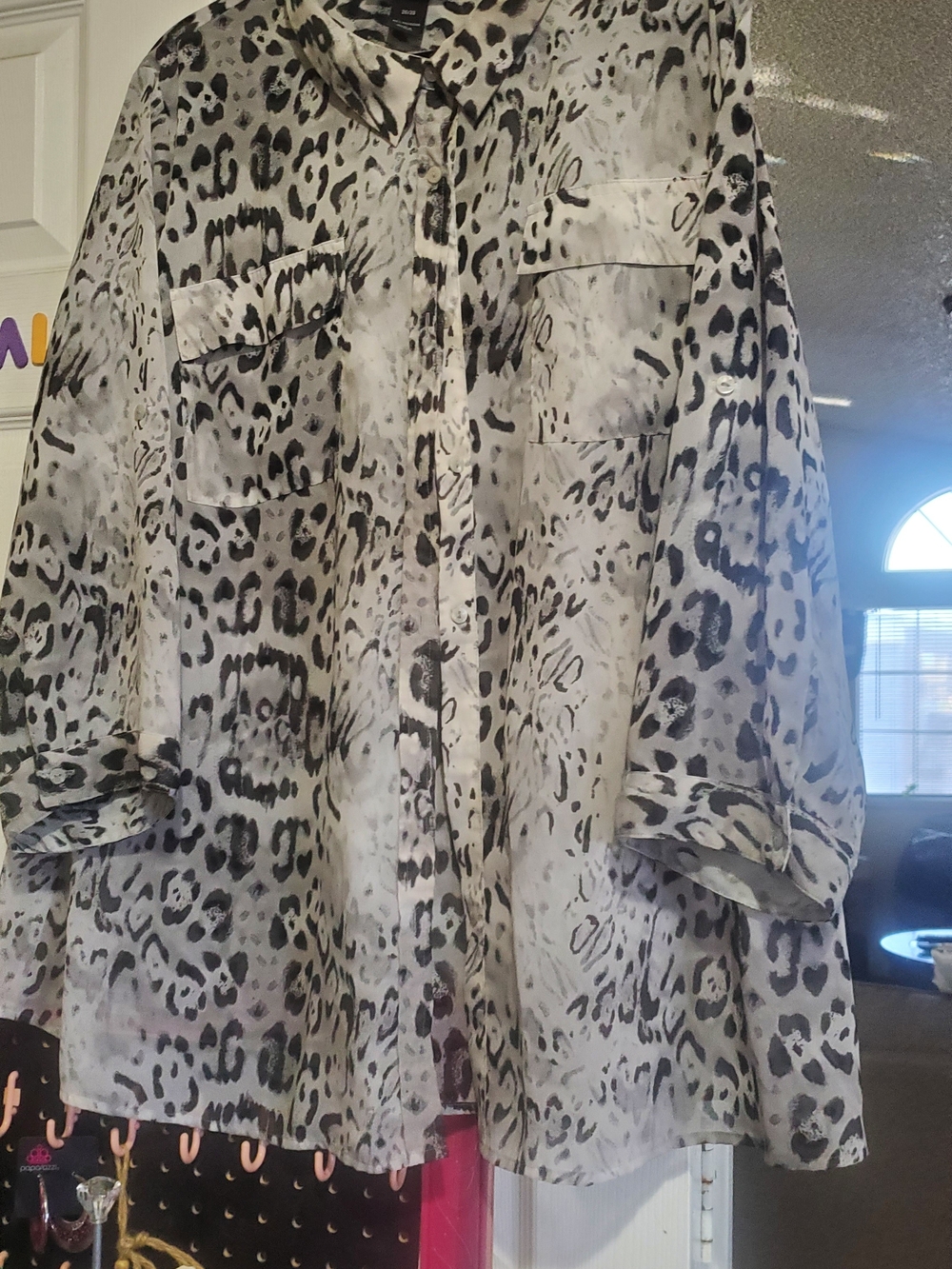 Layne Bryant Lightweight Black & White Animal Print Shirt - Women